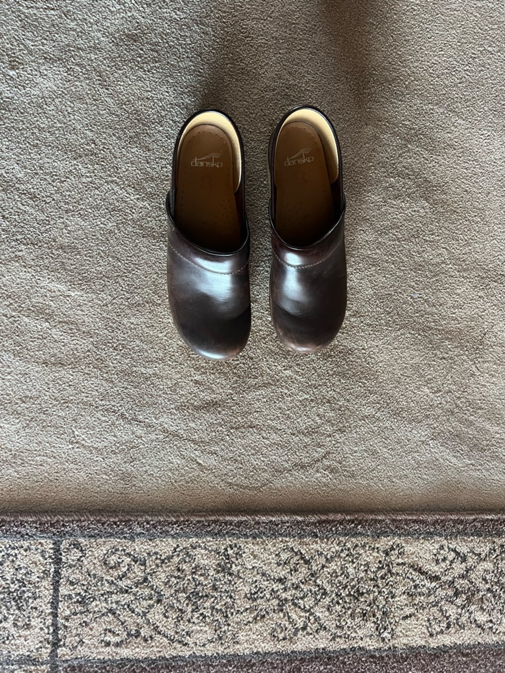 Dansko Women’s Dark Brown Leather Slip-On Clogs